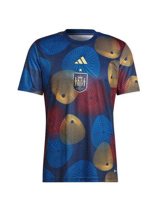 Spain maglia da calcio per allenamento pre-partita della maglia blu da uomo maglia sportiva Coppa del mondo 2022